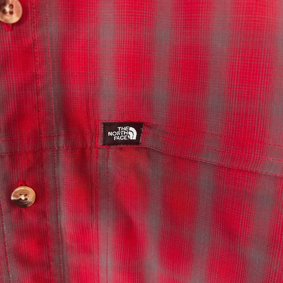 The North Face mens red plaid performance button down shirt size M - Picture 2 of 13